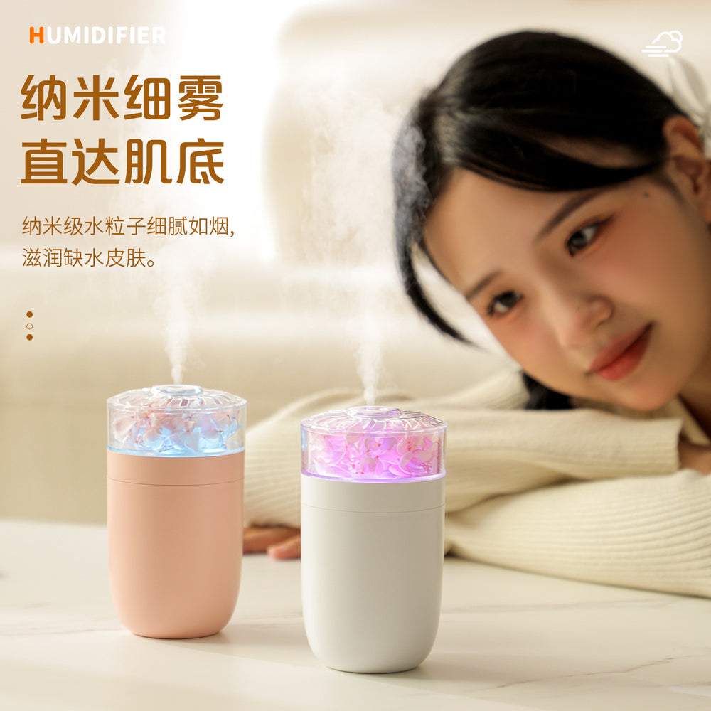 2024 new everlasting flower humidifier - usb powered, silent, color-changing air humidifier for car, office, and desktop use