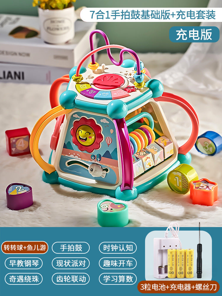 Baby multifunctional nine-sided hand drum toy - educational early learning musical drum for infants and toddlers - perfect birthday gift