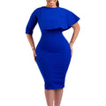 D325 cross-border plus size women's clothing  slim-fit high-waisted ruffle trim elegant commute pencil skirt european and american style dress