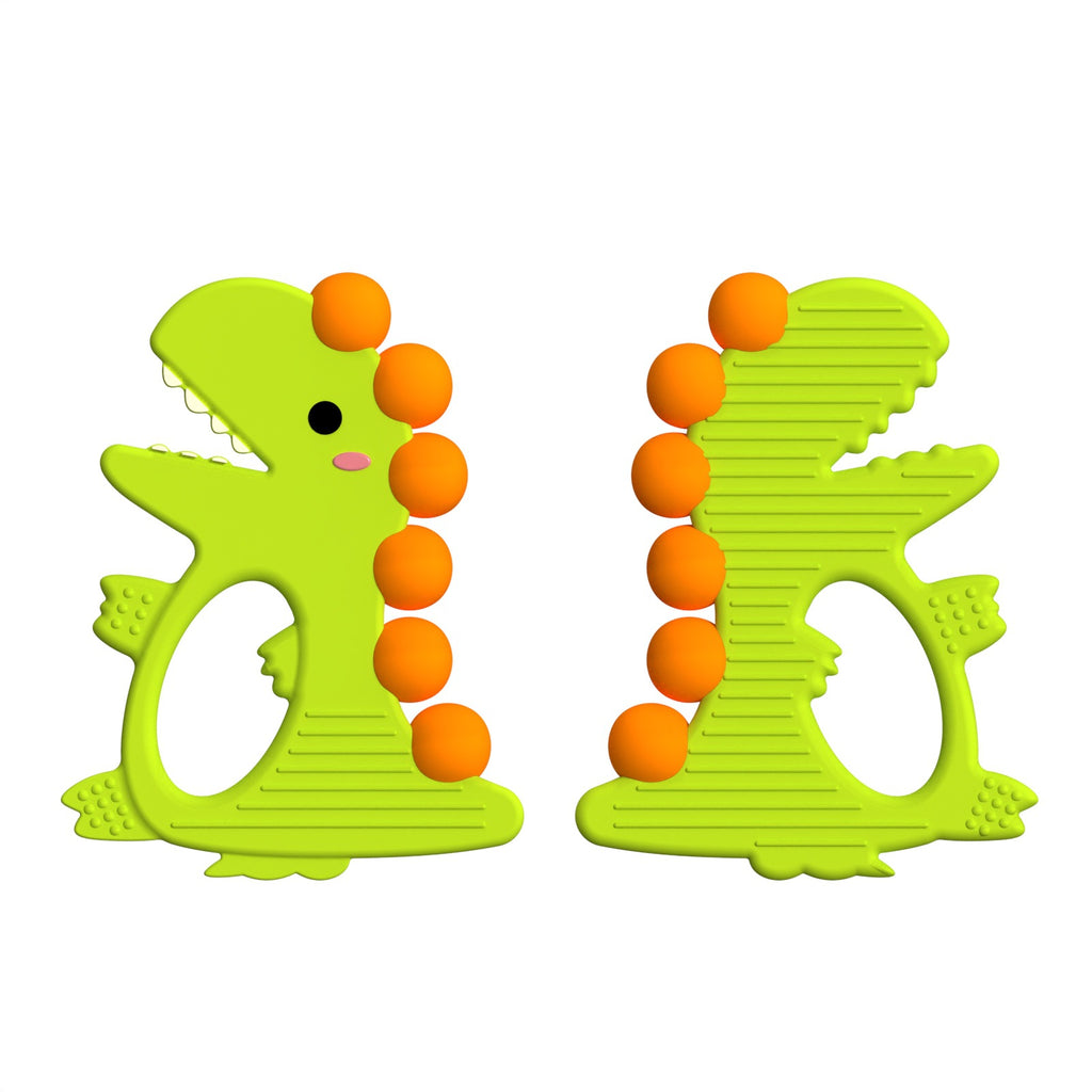 Cross-border new creative cartoon dinosaur drop glue toothpaste baby food grade silicone molar stick anti-eating hand toy