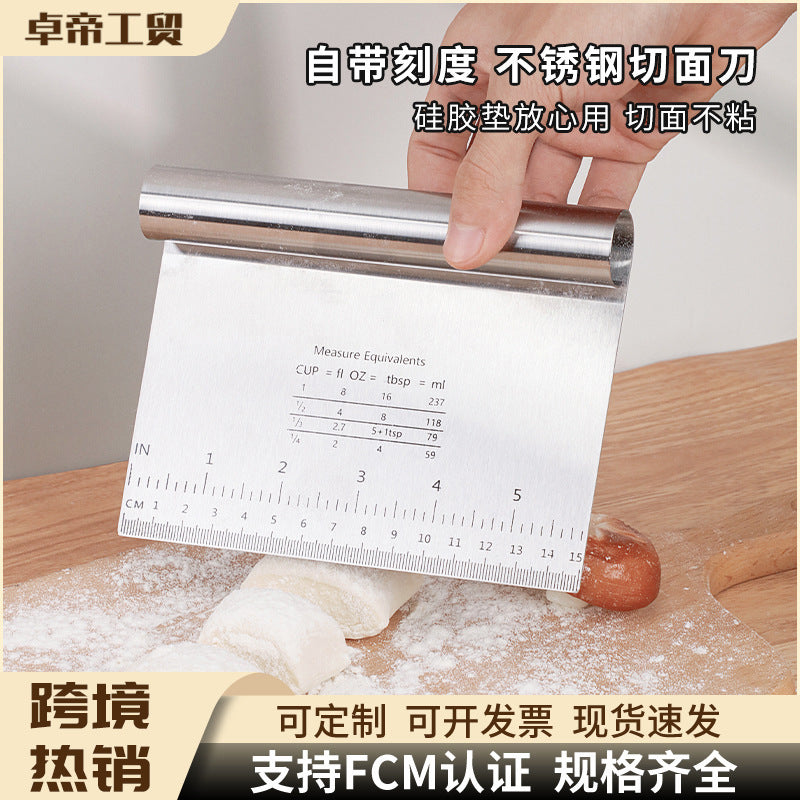 Stainless steel rice noodle scraper, dough cutter, fried stick scraper, pizza steamed bun bread dough baking slicing tool