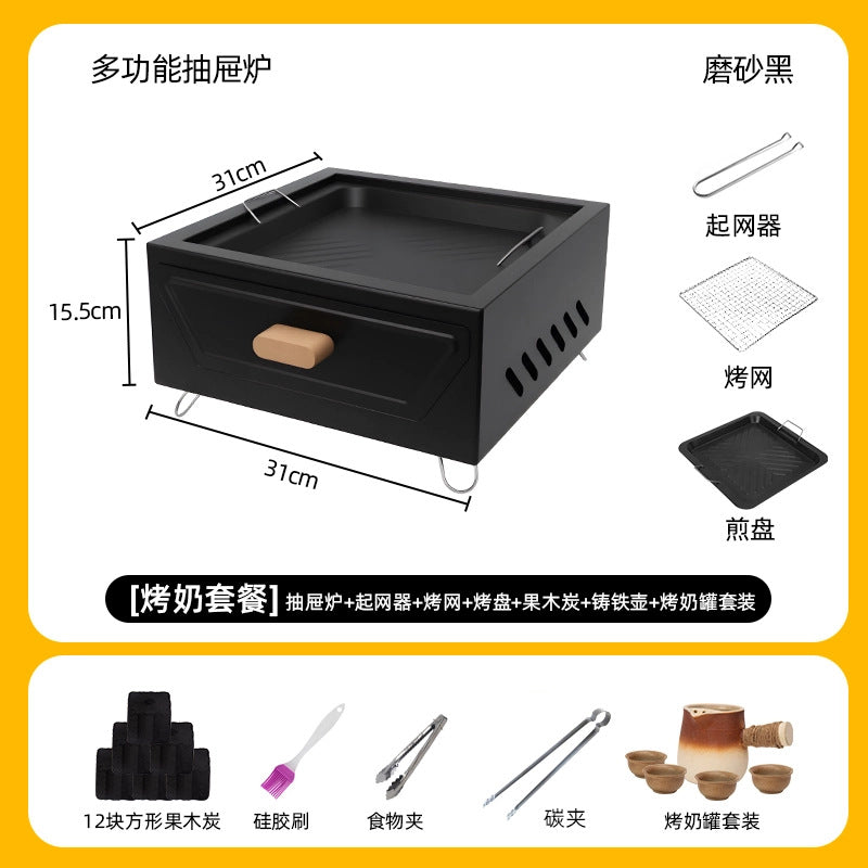 Multifunctional outdoor bbq grill set - portable charcoal grill for camping, home, patio, and backyard use