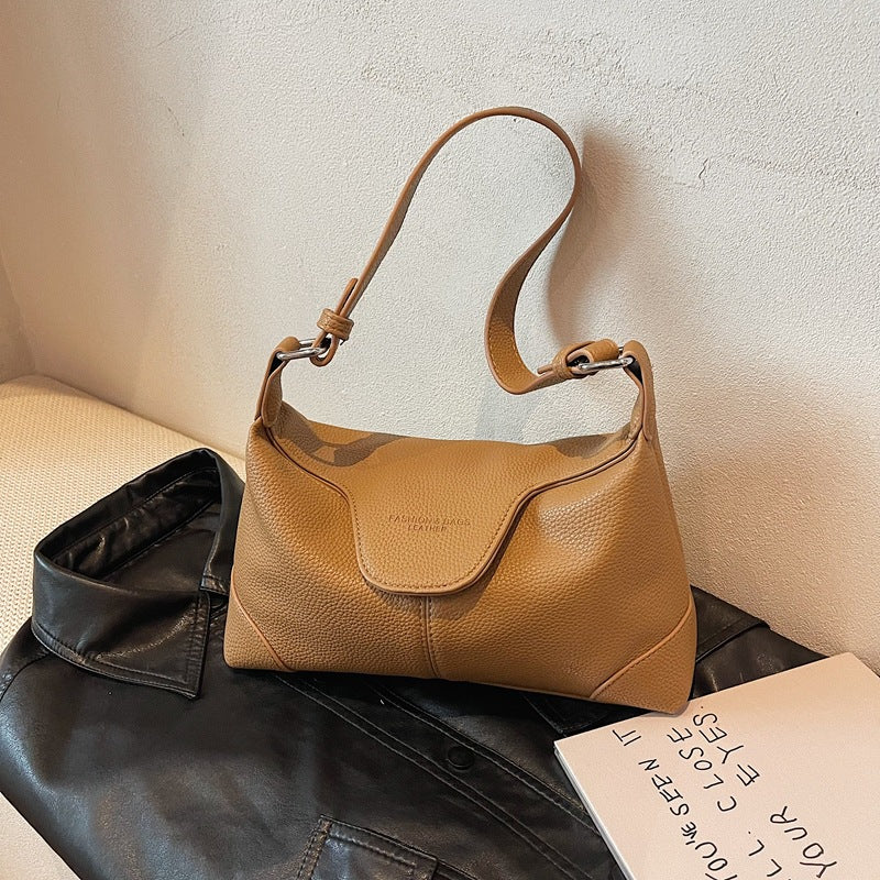 Niche fashion matte leather underarm tote bag women's 2025 new versatile single shoulder diagonal span lunch box bag