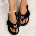 Furry slippers women's outwear furry slippers women's 2024new arrival butterfly stuffedflatswinter european goods fall and winter flip flops