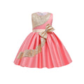 Kids green satinsequinlace baby girl first birthday dress skirt flower girls' dresses