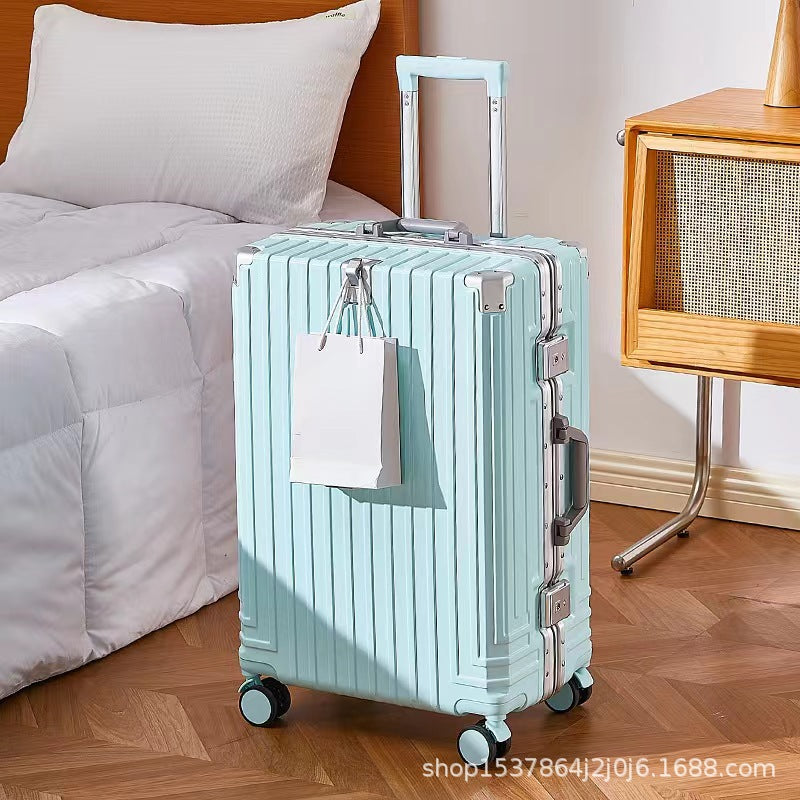 New multi-functional aluminum frame trolley case, men's and women's small fresh suitcase, large capacity universal wheel password boarding case