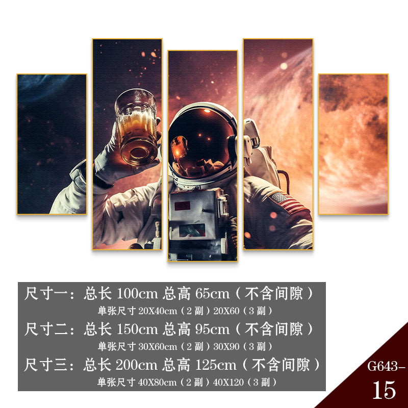 Bar wall decoration painting astronauts astronauts KTV background wall hanging painting Qingba pub nightclub box mural