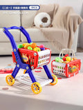 Kids shopping cart baby supermarket trolley with seat - girl's fruit and vegetable basket kitchen play house toy