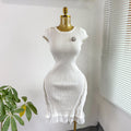 Xiaoxiangfengelegance round neck lacepatchworkshortknittingdress female silm waist slimming look short skirt dress