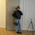 cross-border fashion women's american retro vintage casual versatile button-down stand collar wool blend short coat