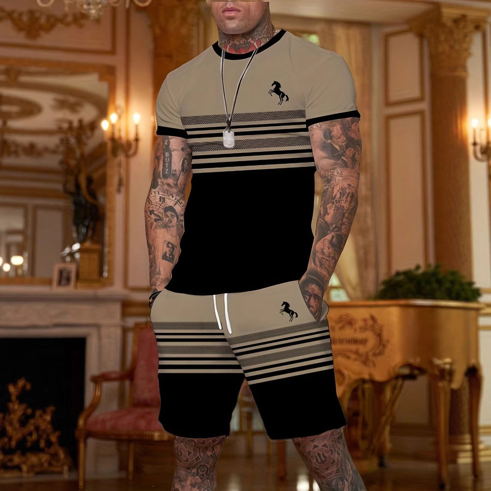 european and american men's short-sleeved and shorts sets, casual sportswear sets, 3d printed cross-border bestsellers