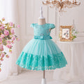 girls' mesh tutu dress - floral party dress for kids - evening performance bowknot dress