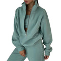 cross-border e-commerce european and american women's clothing: new summer collection - fashionable casual fleece-lined sporty zip-up hoodie set