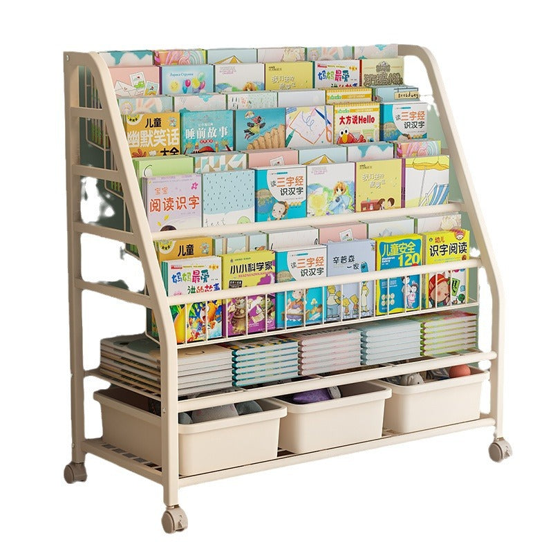 Kids bookshelf storage rack floor-standing picture book rack toy two-in-one storage rack simple reading area baby bookcase