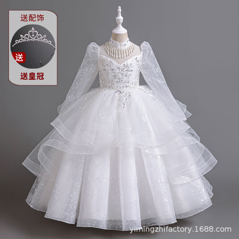 kids catwalk performance dress new arrival children's clothing girl spring and summer dress evening dress princess skirt tutu skirt