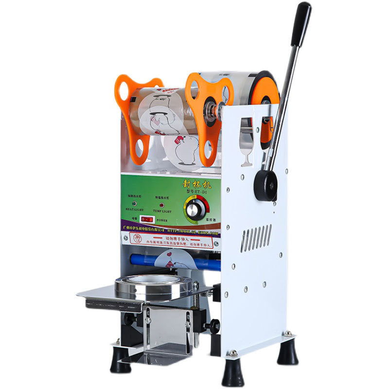 Commercial cup sealer for bubble tea shops, 95/90 cup sealing machine, manual soy milk hot & cold beverage paper cup and plastic cup film sealer