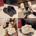 Baotou sandals for women 2025new arrivalretro woven baotou half slippers platform shoesthick sole slip-on cut out slippers