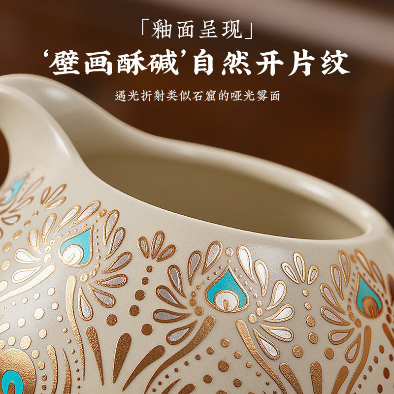 Dunhuang ru kiln tea set suitfor home office kung fu tea setaccessible luxuryhigh-end teapot tea cup cover bowl complete set