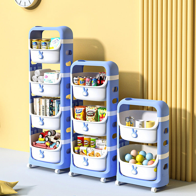 Toy storage rack - home cartoon snack cart - kids' bedroom & living room mobile multi-tier organizer