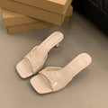 French high-heeled slippers for women, 2025 new summer collection, square toe stiletto heel thong sandals with bow detail, versatile and chic