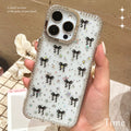 Suitable for iphone17air flash diamond mobile phone case black bow apple 16pro trendy diamond protective case 15
