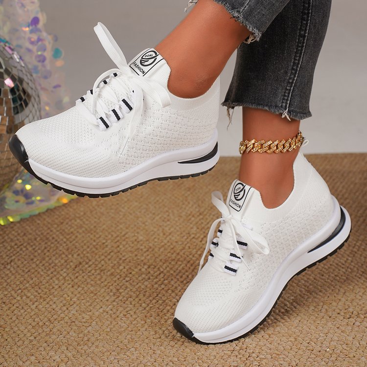 Autumnew arrivalcasualflatsflying mesh breathable flats wedge thick solecasual shoes exportplus size mesh shoes