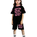 wholesale girls' short-sleeve and shorts sets, fashionable spring, summer, and autumn outfits for girls