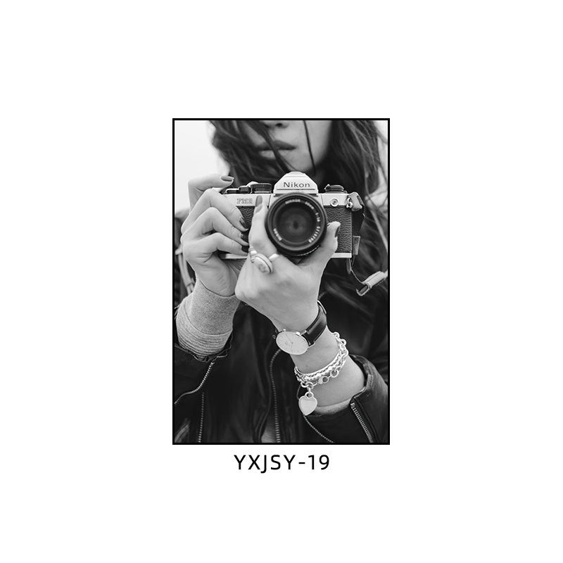 Camera photography Decorative painting Photo studio Black and white industrial style hanging painting Media studio Camera mural
