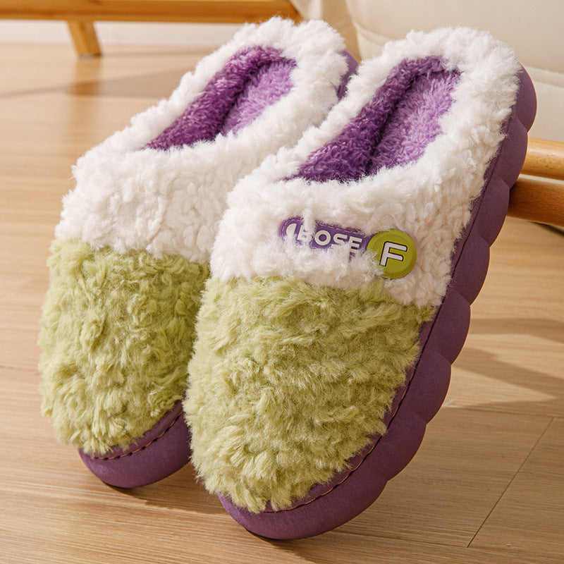 2024 winter new fuzzy slippers - indoor, non-slip, warm, trendy couple's cotton slippers for women - wholesale