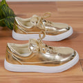 spring/autumn new collection: shiny platform crossover strap casual shoes - always in stock, women's plus size flat shoes