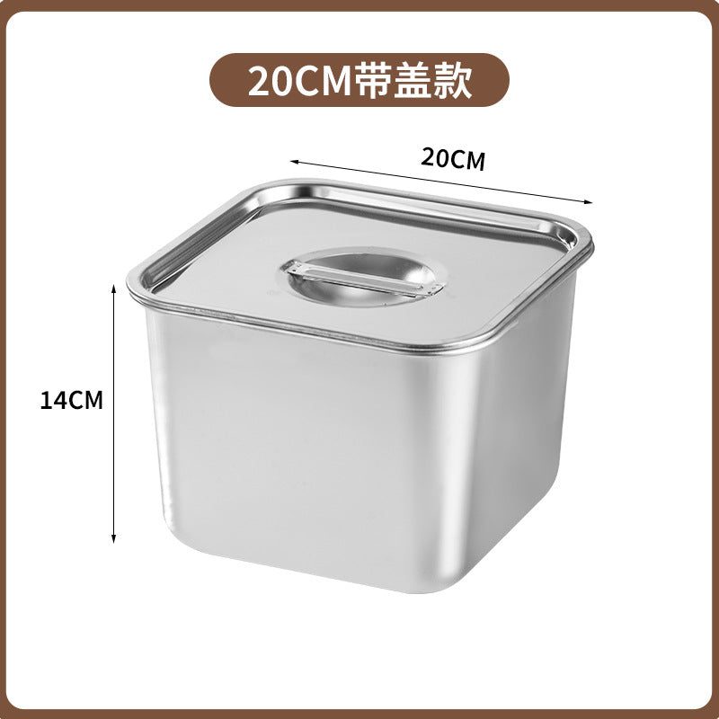 Stainless steel square container with lid - ideal for cafeteria, kitchen, seasoning, condiment, and commercial use - sauce dispenser, jam bowl
