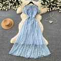 French chic lace cutout dress - women's summer tie-waist a-line elegant maxi dress