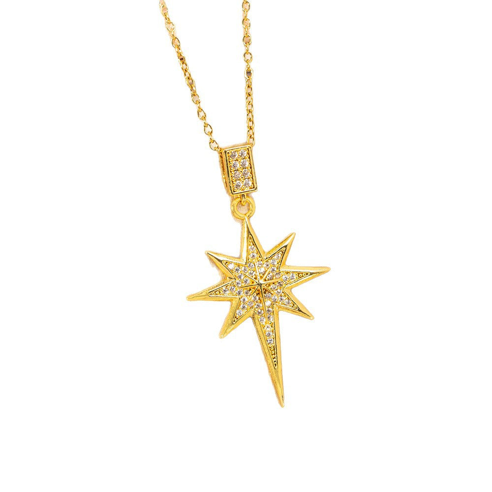 [titanium steel] fashion hot-selling eight-pointed star necklace for women, fashionable, light and luxurious, personalized and high-end clavicle chain jewelry