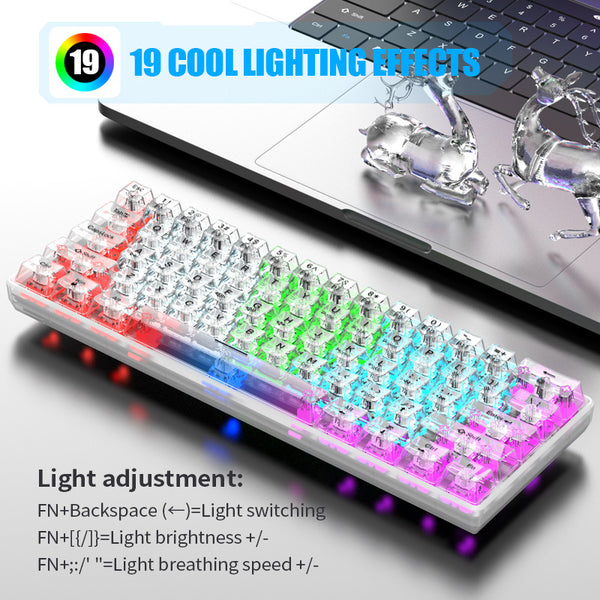 Dazzling Silver Fox K30 Mechanical Keyboard Transparent Case 61 Keys Cable Separation Desktop Computer Notebook Office Home USb