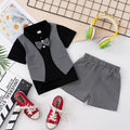 Kids' summer cotton linen short-sleeve set: boys' cartoon deer print shirt two-piece korean style casual wholesale