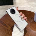 Suitable for huawei mate70pro transparent mobile phone case mate60 thin ring magnetic high transparency trendy anti-fall pc case new