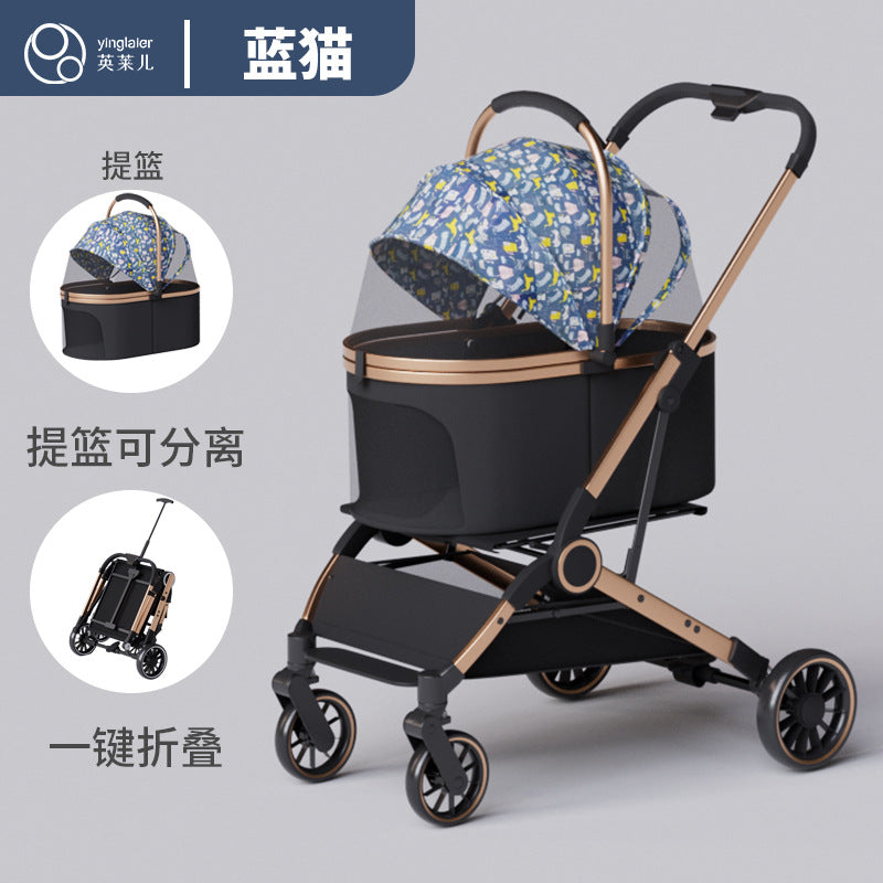 Pet stroller for cats and dogs - lightweight, foldable, and portable for teacup poodles, toy pomeranians, chihuahuas, yorkshire terriers, and bichons
