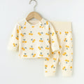 newborn & infant pure cotton autumn clothes set: high-waisted belly protection pants & seamless kids' pajamas