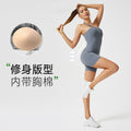 Fashion women's shoulder cut out yoga clothes sloping shoulder tight short one-piece yoga clothes with chest cotton training bodysuit