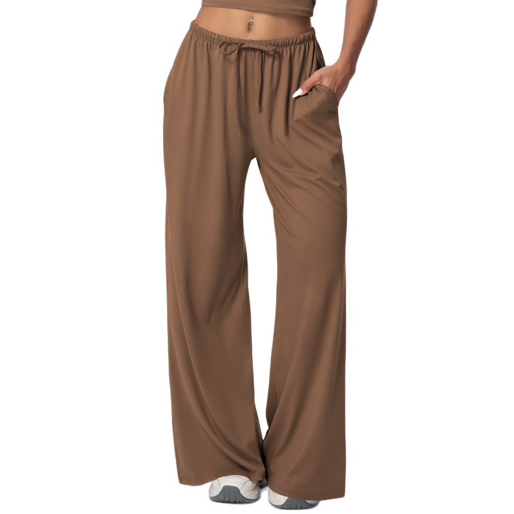 New arrival cross-border brushed pants drape drawstring pants loosecasual pants women's sports fitness elastic loose pants women