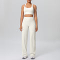 Casual outerwear sexy back yoga wear high waist wide leg straight-legpantssuit running training fitness sportswear
