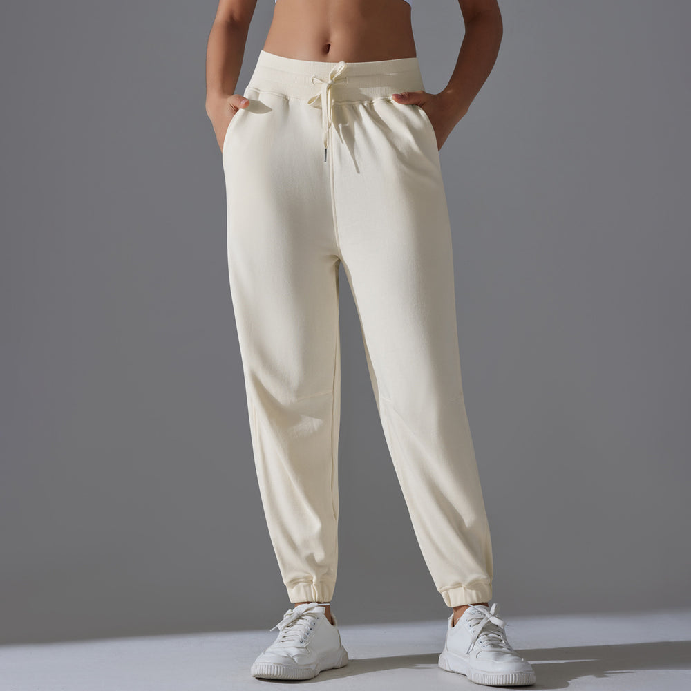 New drawstring solid color high-elasticity athletic sweatpants - breathable, loose-fit yoga pants for women, perfect for training, running, and fitness - ankle length