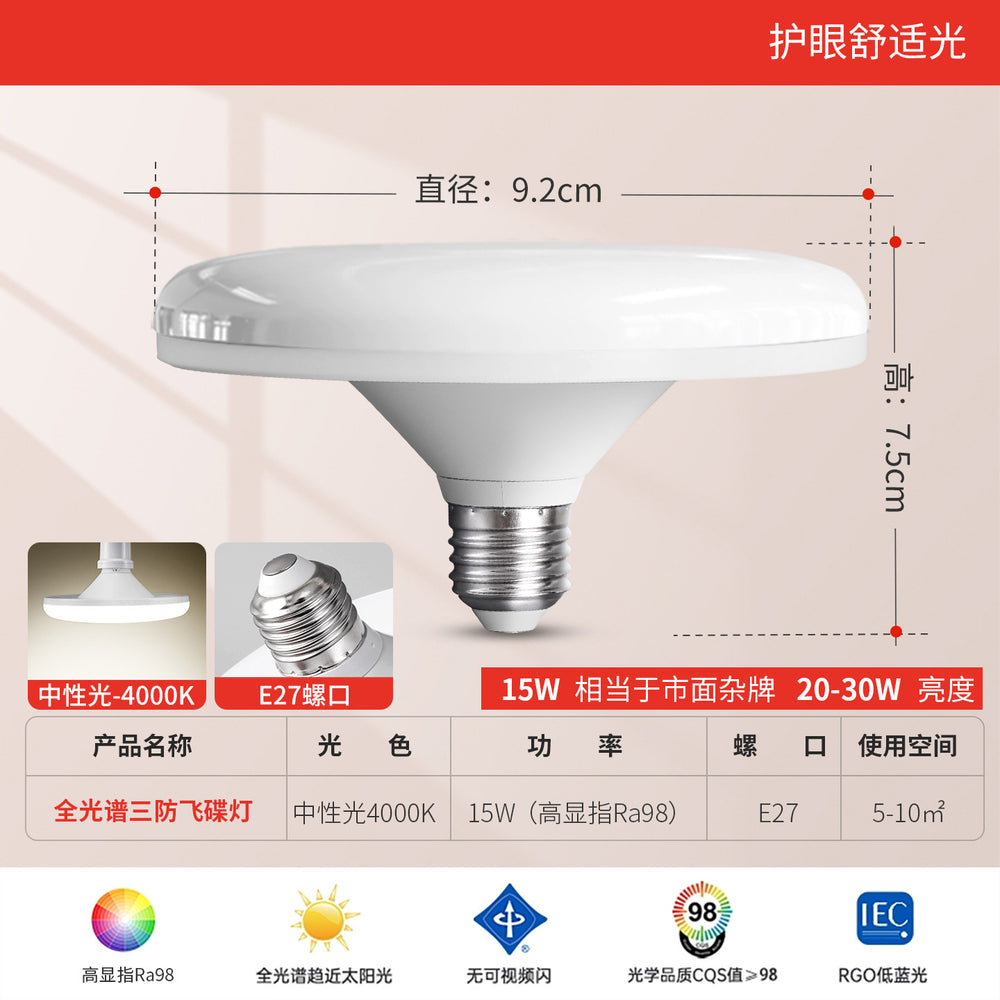 Full spectrum led bulb - super bright, energy-saving, high-power, eye-care e27 screw base, high-intensity lighting, ufo bulb for home use