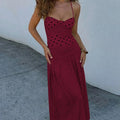 summer new women's fashion: cross-border european and american sexy halter polka dot ruched waist maxi dress