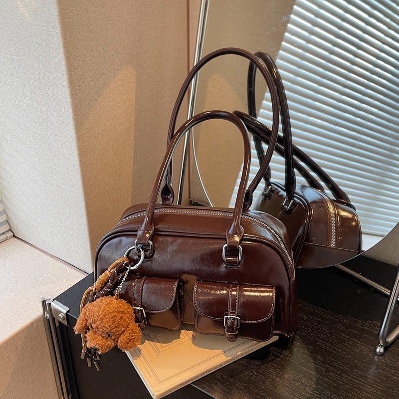 2025 fashion easiest for match new arrivalretro boston pillow bag maillard shoulder large capacity armpit bag