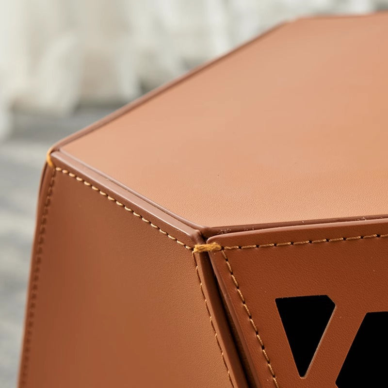 Accessible luxury saddle leather low stool sofa footrest door shoe changing stool designer creative cut outclassy dressing stool