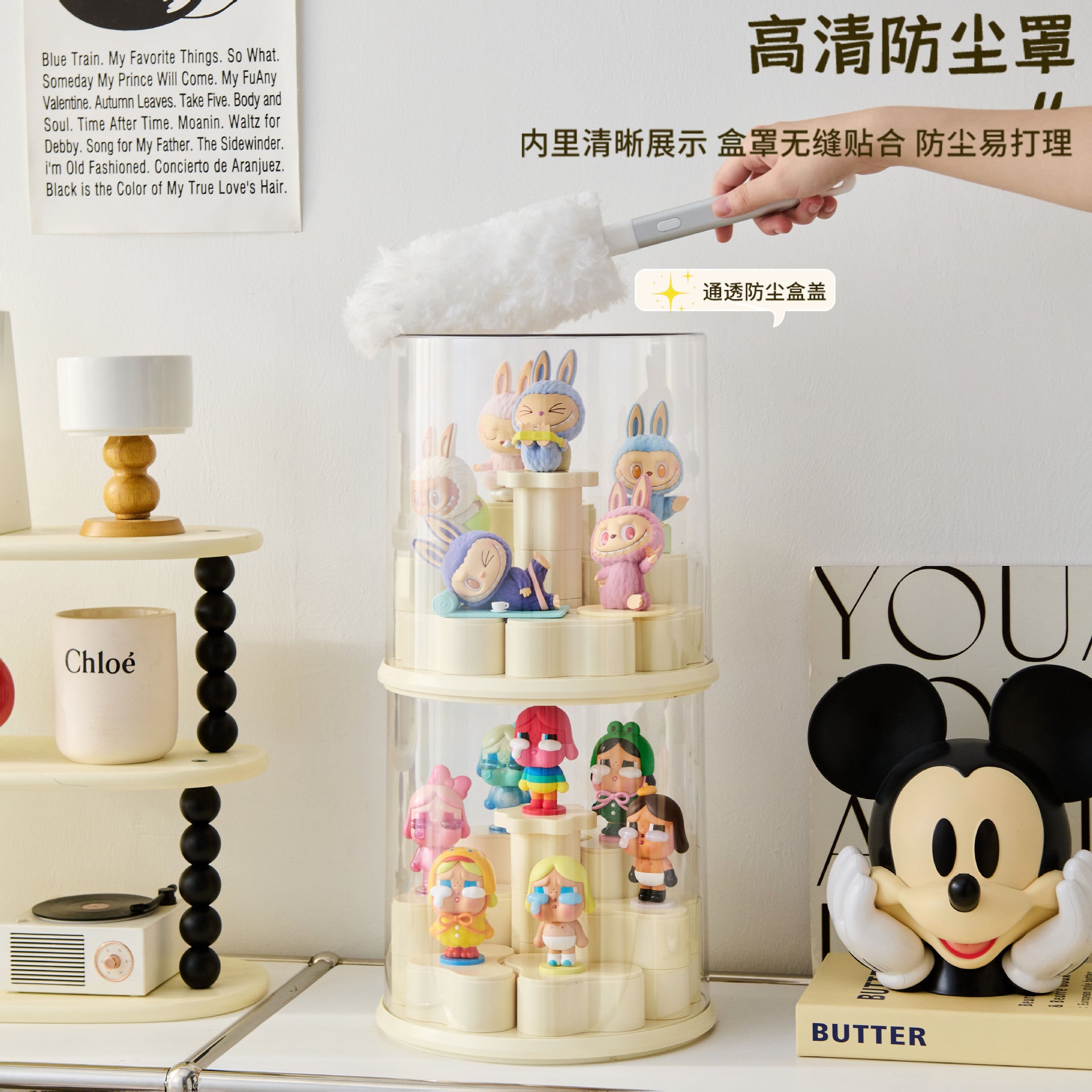 Blind box display stand storage transparent dustproof acrylic figure plastic display cabinet POP MART applicable display cabinet