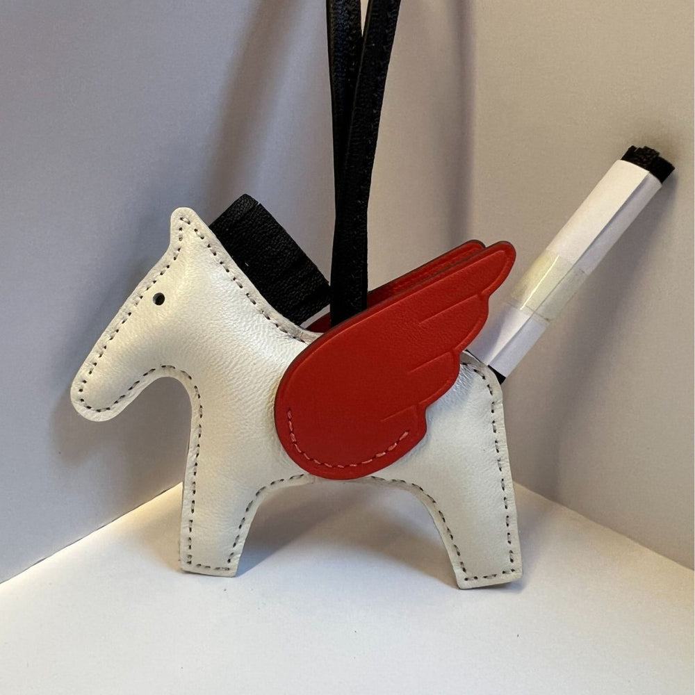 Pony pendant hand-stitched real goatskin angel pegasus keychain platinum bag pendant new arrival creative car pendant