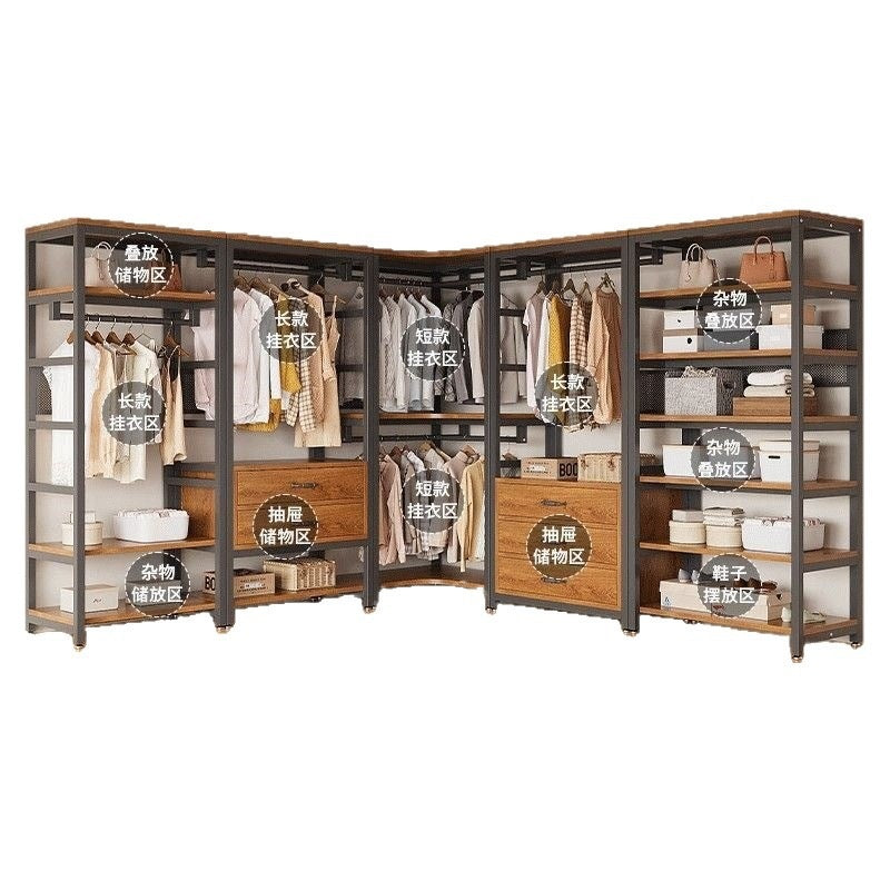 Open wardrobe for home bedroom walk-in closet shelf wardrobe floor-standing clothes rack design wardrobe rental wardrobe