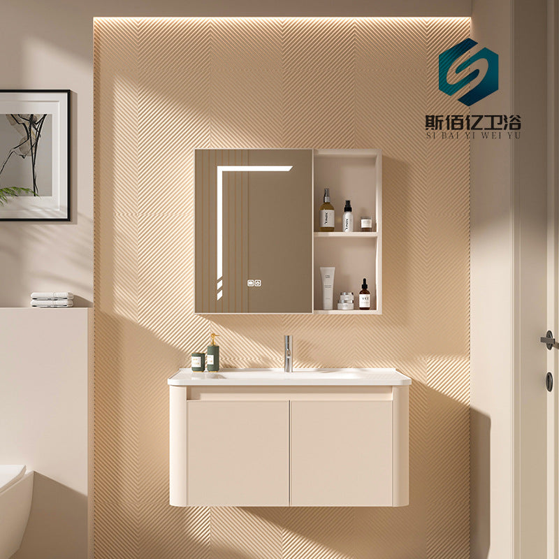 Space aluminum bathroom cabinet ceramic wash basin cabinet combination bathroom wash basin cabinet waterproof moisture-proof basin